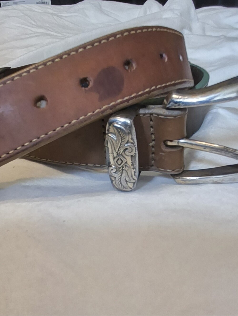 Vintage 1993 Brighton Leather Concho Belt Brown Black Western Silver